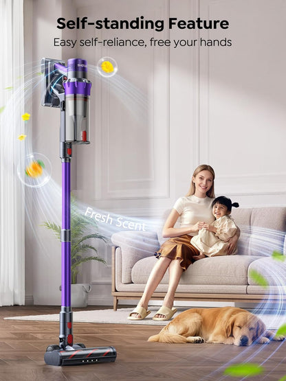 Cordless Vacuum Cleaner, 650W 55KPA 70Mins Vacuum Cleaners for Home, Cordless Stick Vacuum with LED Touch Screen, Anti-Tangle Wireless Vacuum, Handheld Vacuum for Pet Hair/Carpet/Floor