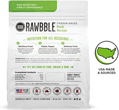 Liberty Freeze-Dried Dog Food Topper & Treats, Pork – 97% Meat & Organs, No Refrigeration – USA Made, 12 Oz