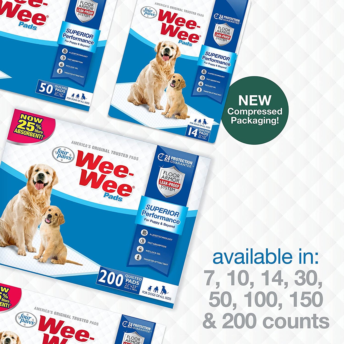 Wee-Wee Superior Performance Dog Pee Pads, 200 Count