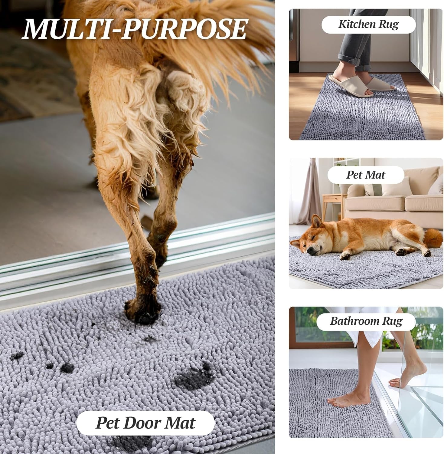 Dog Door Mat Absorpmax Dog Mat for Muddy Paw, 31 × 20", Brown