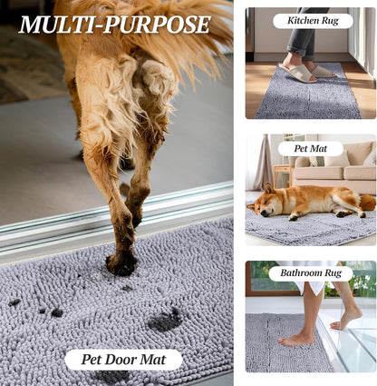 Dog Door Mat Absorpmax Dog Mat for Muddy Paw, 31 × 20", Brown