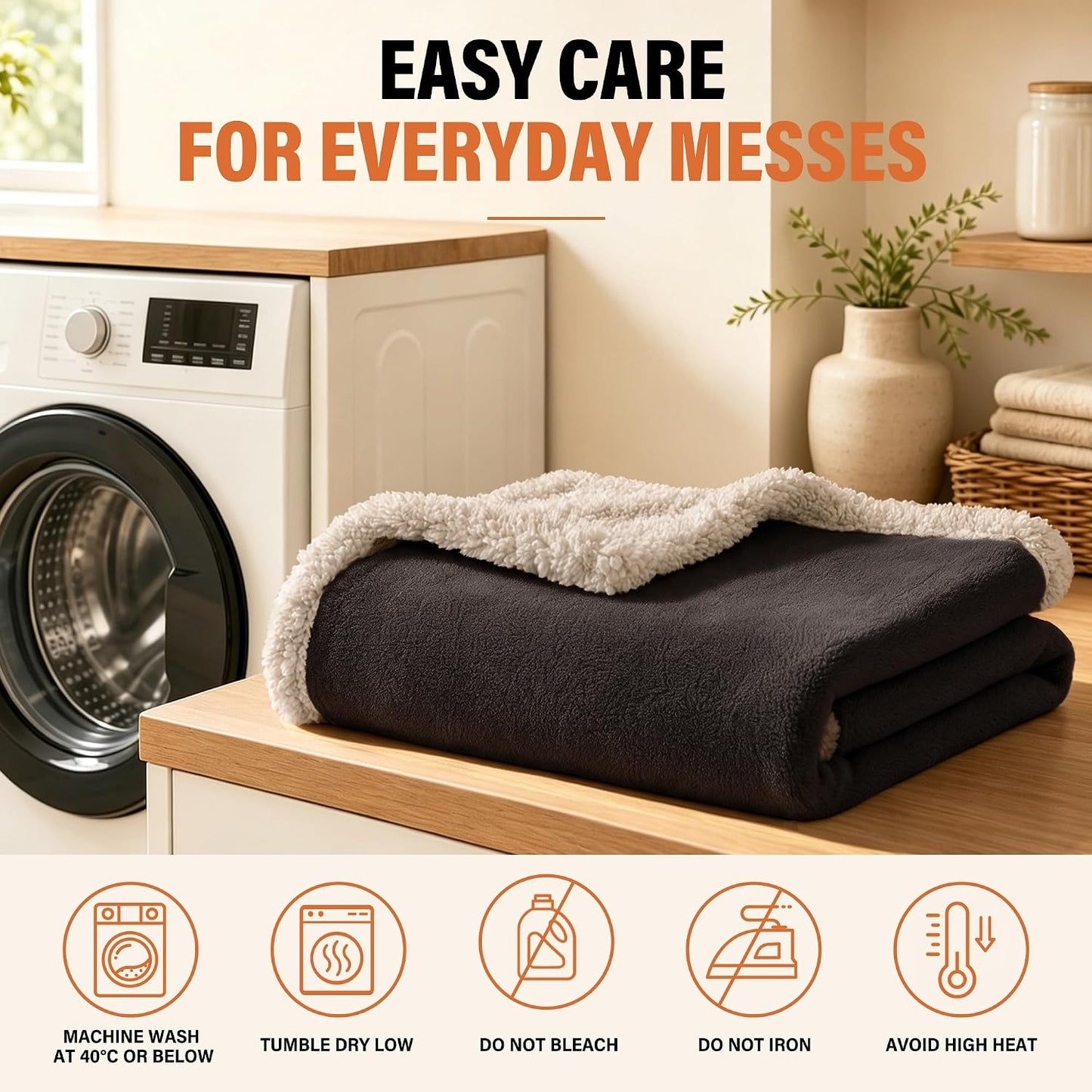 Waterproof Blanket for Bed, Reversible Leakproof Throw