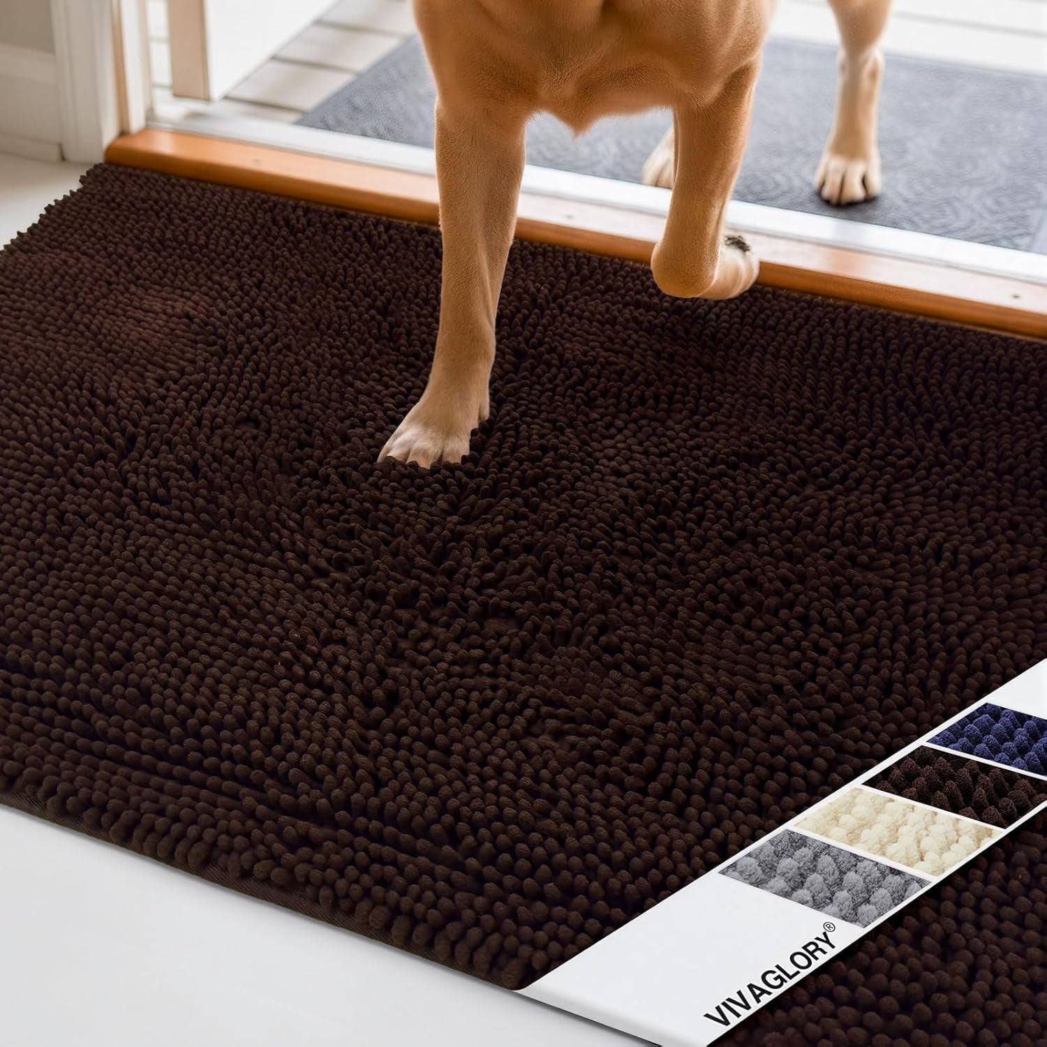 Dog Door Mat Absorpmax Dog Mat for Muddy Paw, 31 × 20", Brown