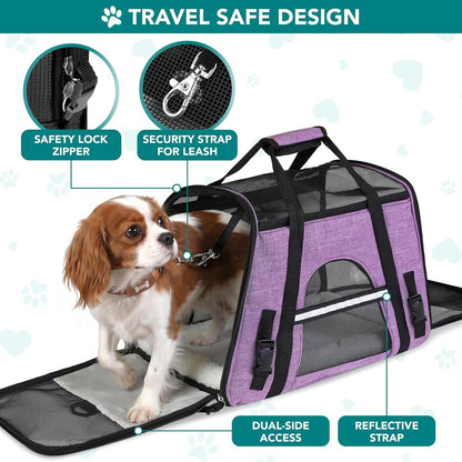 Airline Approved Pet Carrier Cats & Small Dogs, Large Heather Purple