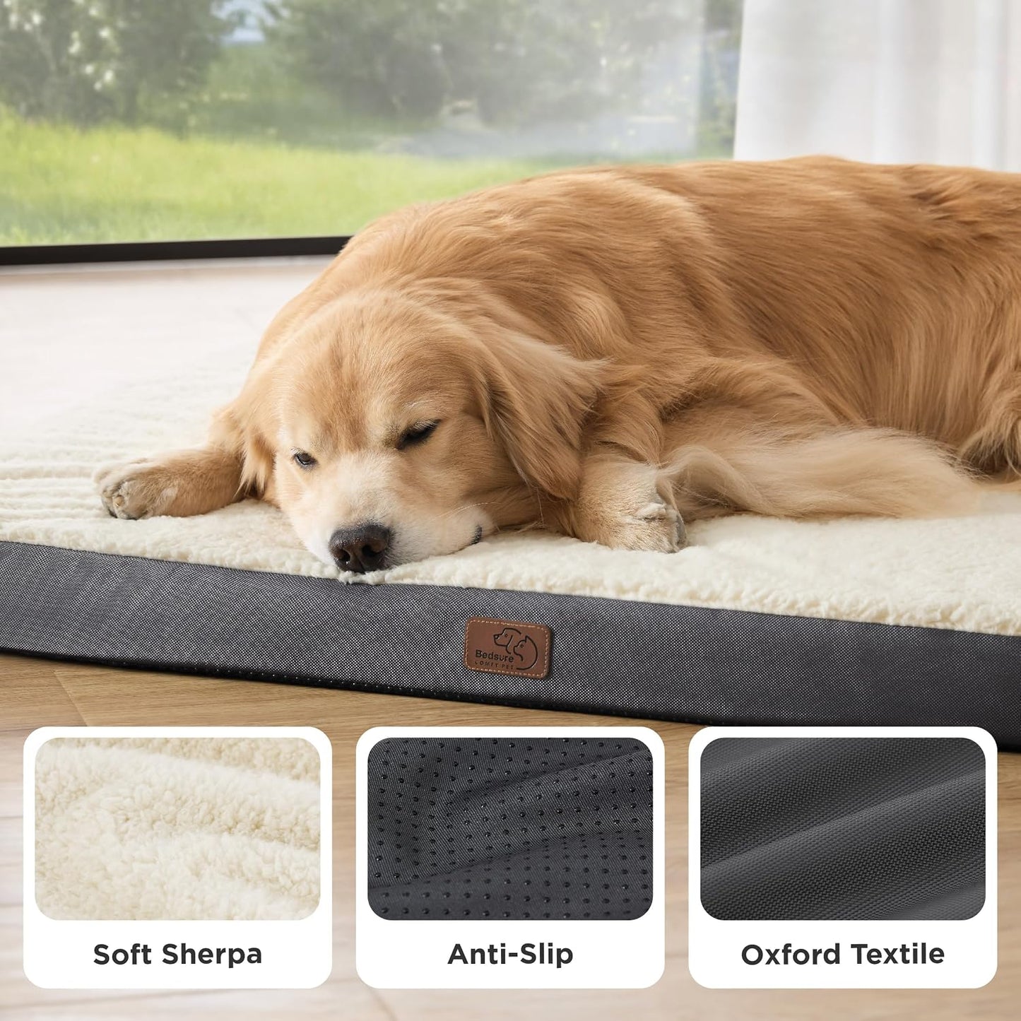 XL Dog Bed, Extra Large Pet Bed with Comfy Sherpa,44X32In Grey