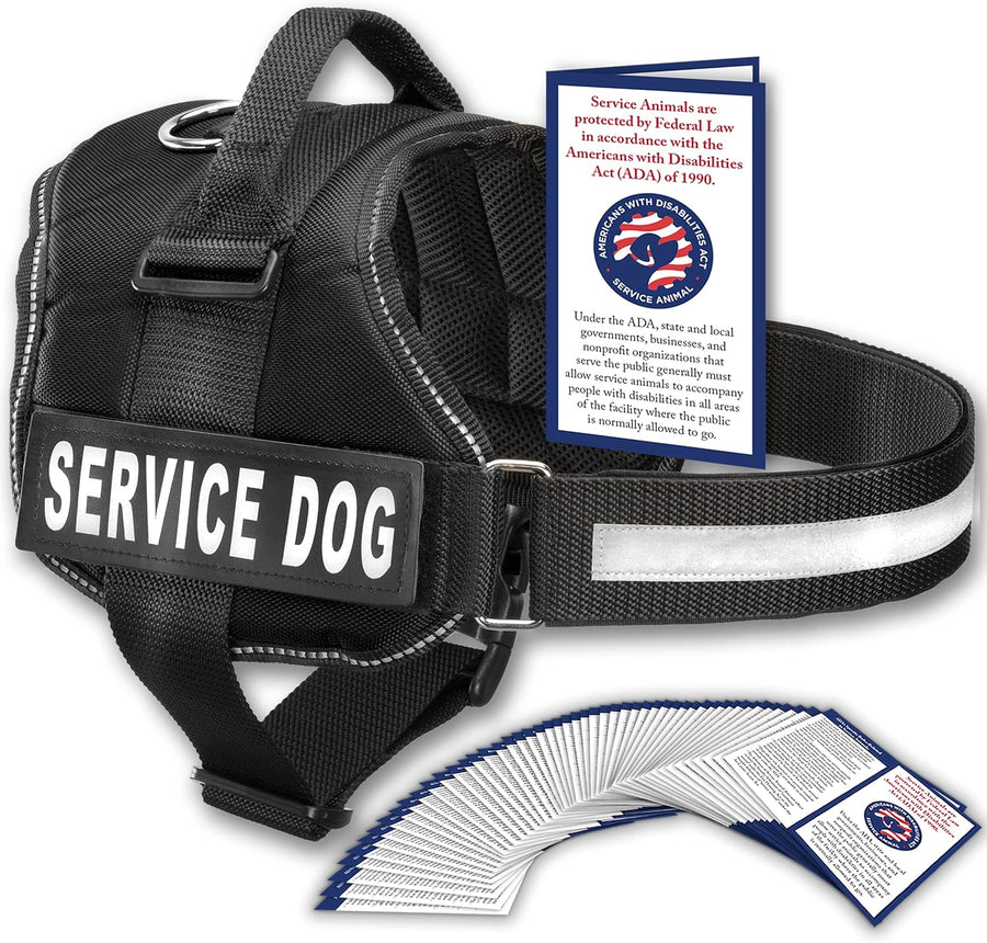 Service Dog Vest with Handle, No Pull Dog Harness for Large Dogs, Reflective Straps, Removable Patches Training Vest (Small - Large Breeds)