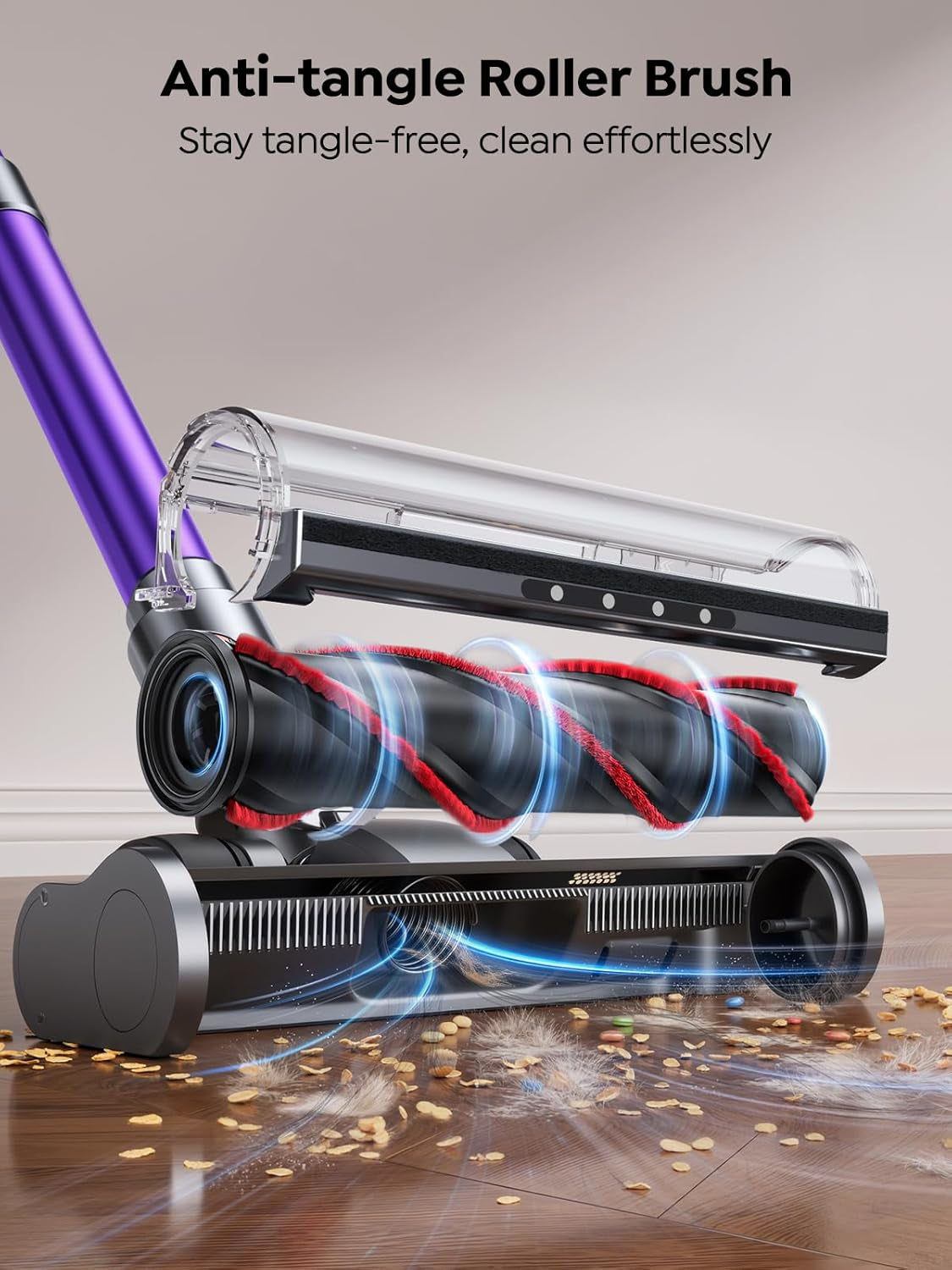 Cordless Vacuum Cleaner, 650W 55KPA 70Mins Vacuum Cleaners for Home, Cordless Stick Vacuum with LED Touch Screen, Anti-Tangle Wireless Vacuum, Handheld Vacuum for Pet Hair/Carpet/Floor
