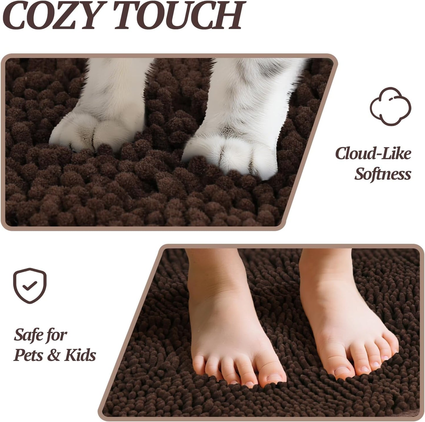 Dog Door Mat Absorpmax Dog Mat for Muddy Paw, 31 × 20", Brown