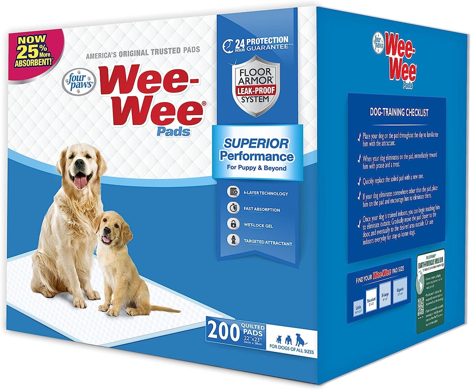 Wee-Wee Superior Performance Dog Pee Pads, 200 Count